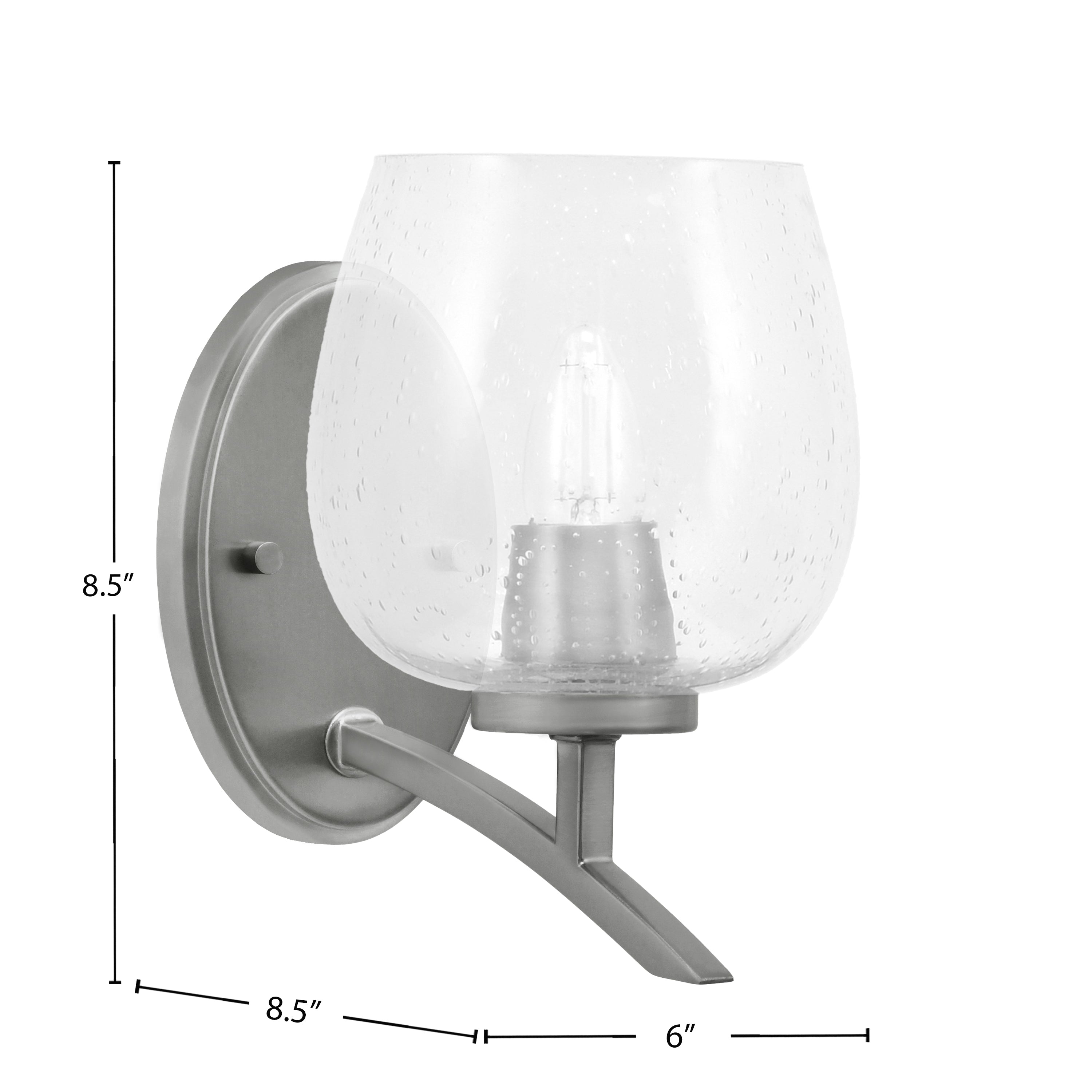 Kurve One Light Wall Sconce in Graphite with Clear Bubble Shade