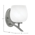 Kurve One Light Wall Sconce in Graphite with White Marble Shade