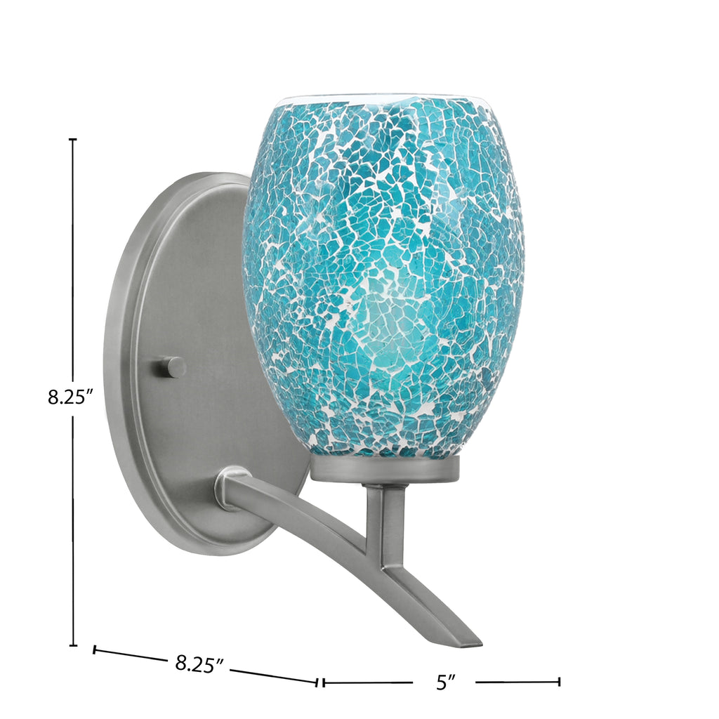 Kurve One Light Wall Sconce in Graphite with Turquoise Fusion Shade
