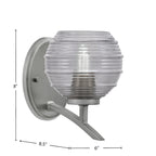 Kurve One Light Wall Sconce in Graphite with Smoke Ribbed Shade