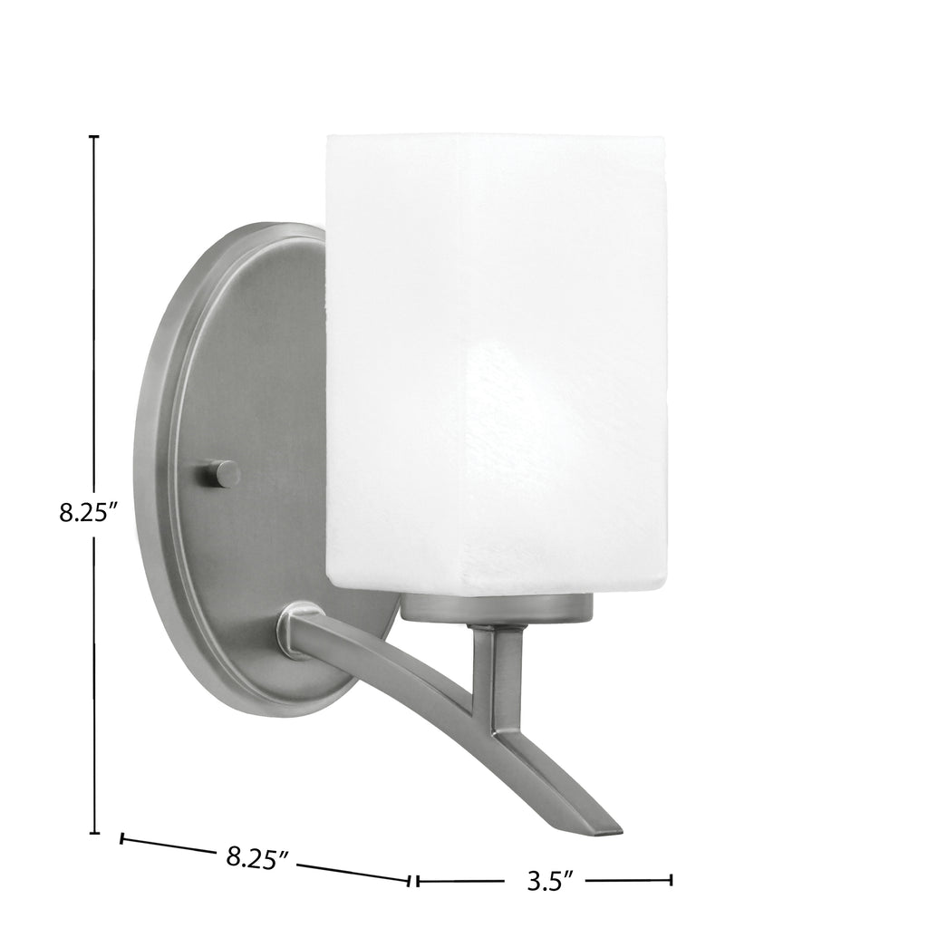Kurve One Light Wall Sconce in Graphite with Square White Marble Shade
