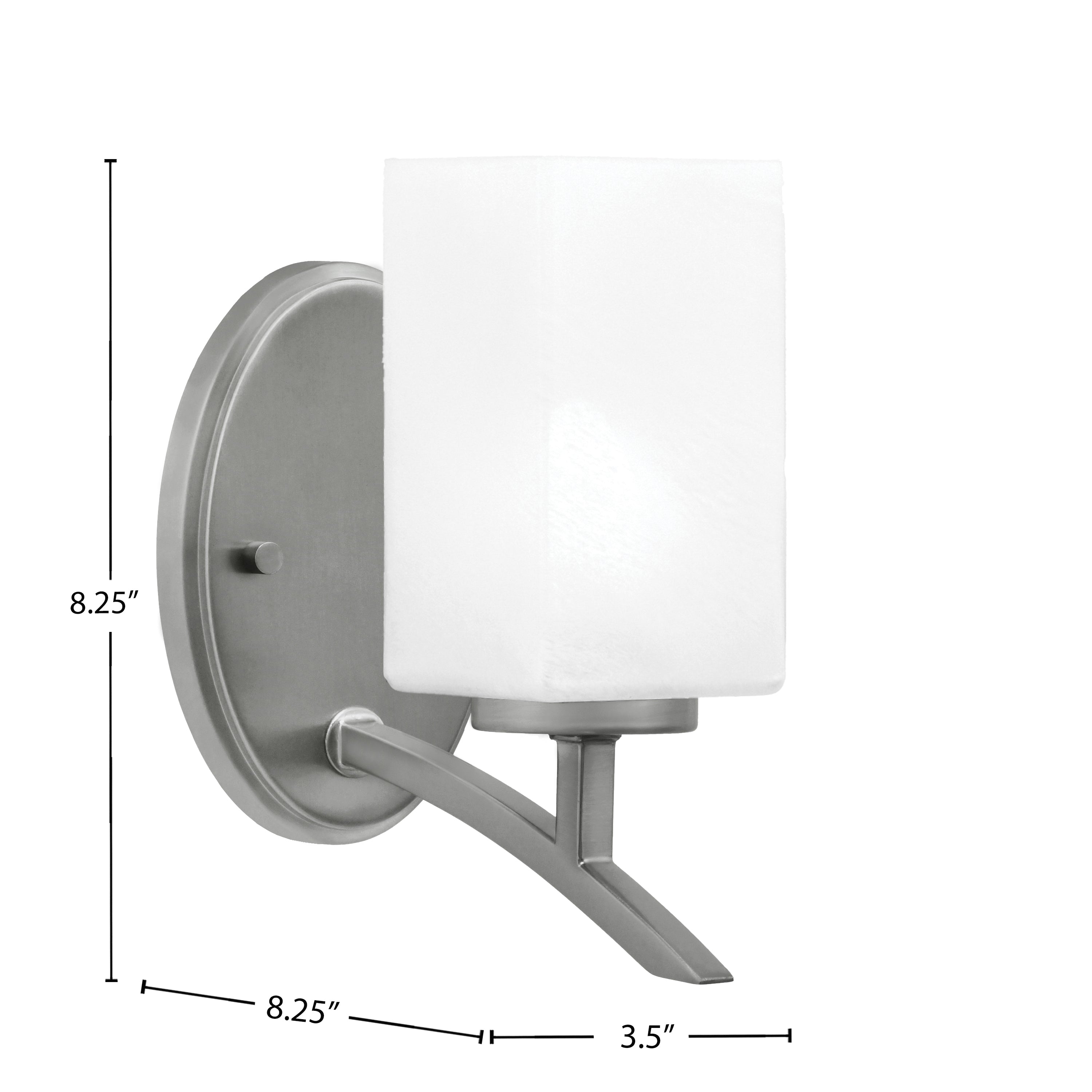 Kurve One Light Wall Sconce in Graphite with Square White Marble Shade