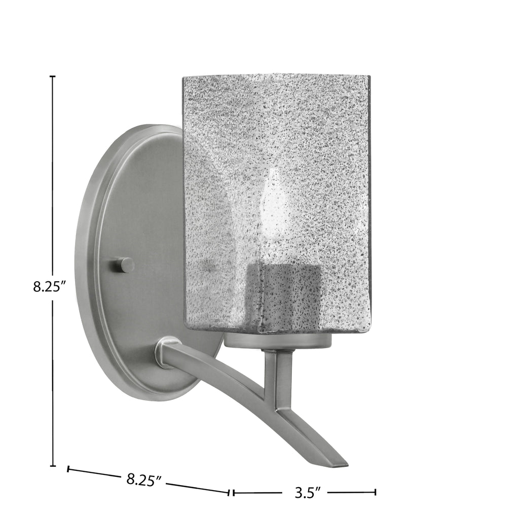 Kurve One Light Wall Sconce in Graphite with Square Smoke Bubble Shade