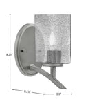 Kurve One Light Wall Sconce in Graphite with Square Smoke Bubble Shade