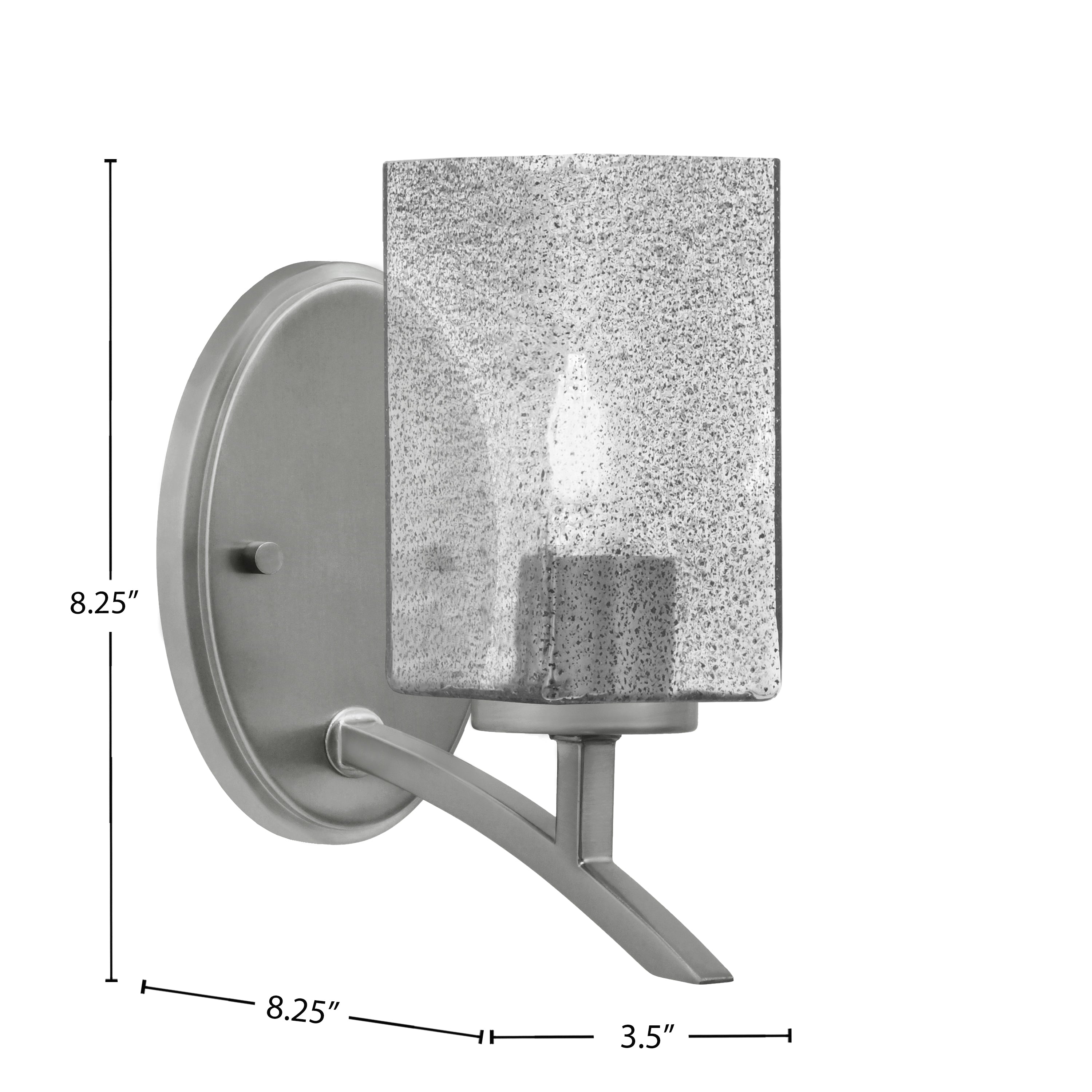 Kurve One Light Wall Sconce in Graphite with Square Smoke Bubble Shade