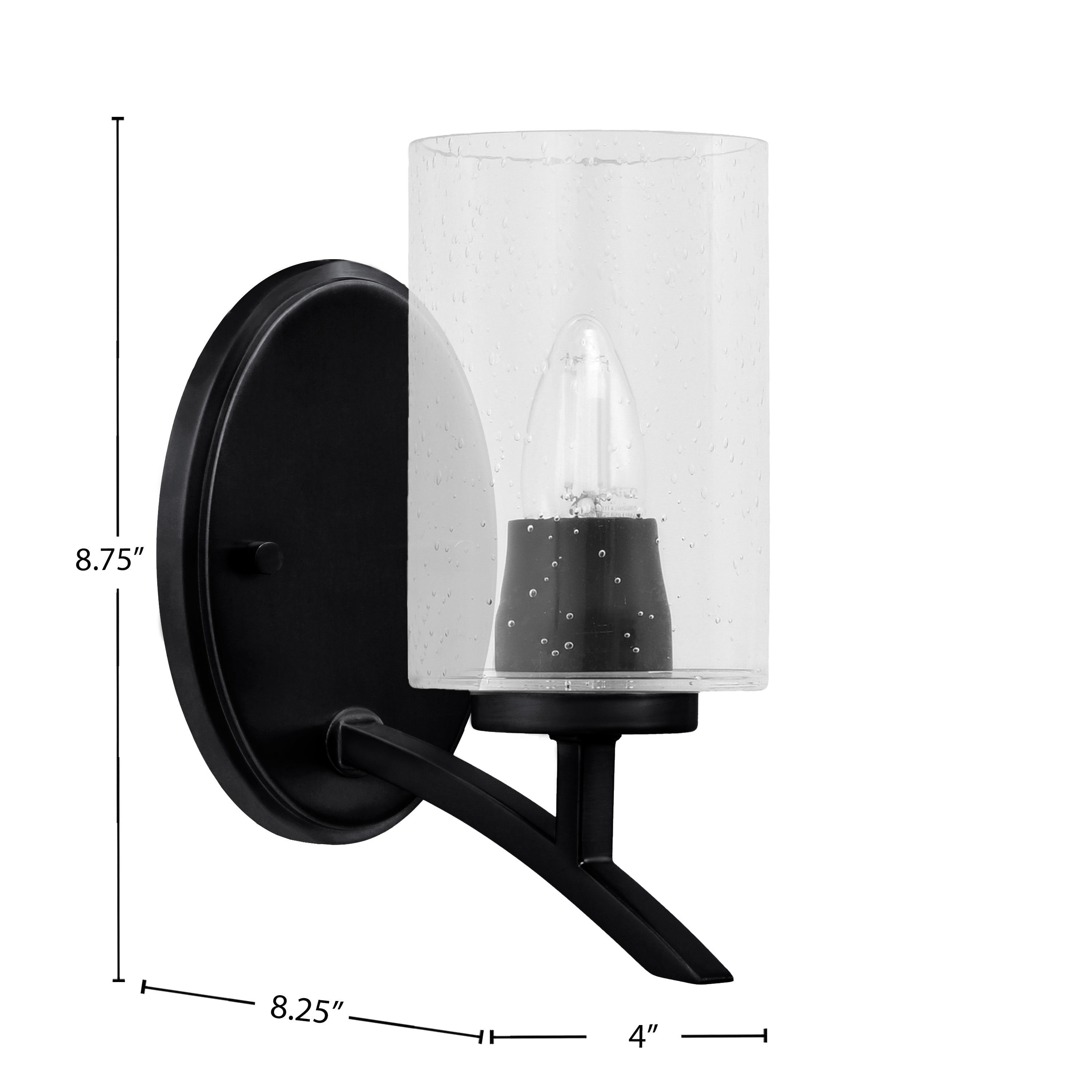 Kurve One Light Wall Sconce in Matte Black with Clear Bubble Shade
