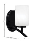 Kurve One Light Wall Sconce in Matte Black with White Marble Shade