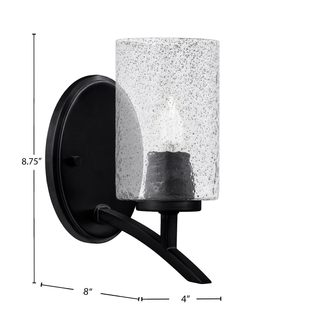 Kurve One Light Wall Sconce in Matte Black with Smoke Bubble Shade