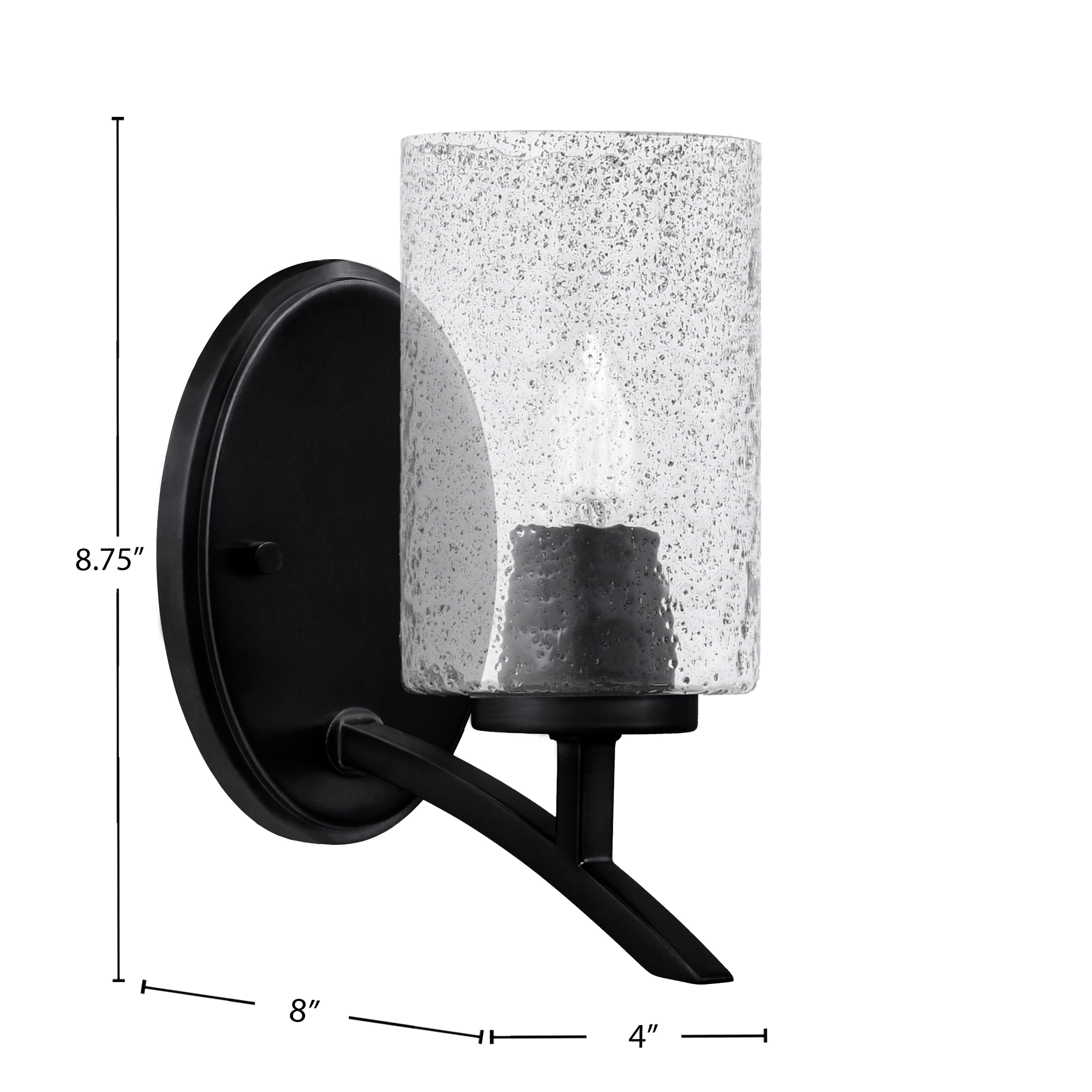 Kurve One Light Wall Sconce in Matte Black with Smoke Bubble Shade