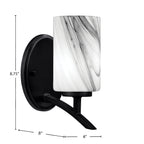 Kurve One Light Wall Sconce in Matte Black with Onyx Swirl Shade