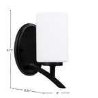 Kurve One Light Wall Sconce in Matte Black with White Muslin Shade