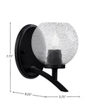 Kurve One Light Wall Sconce in Matte Black with Smoke Bubble Shade