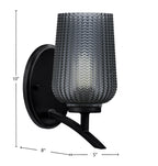 Kurve One Light Wall Sconce in Matte Black with Smoke Textured Shade