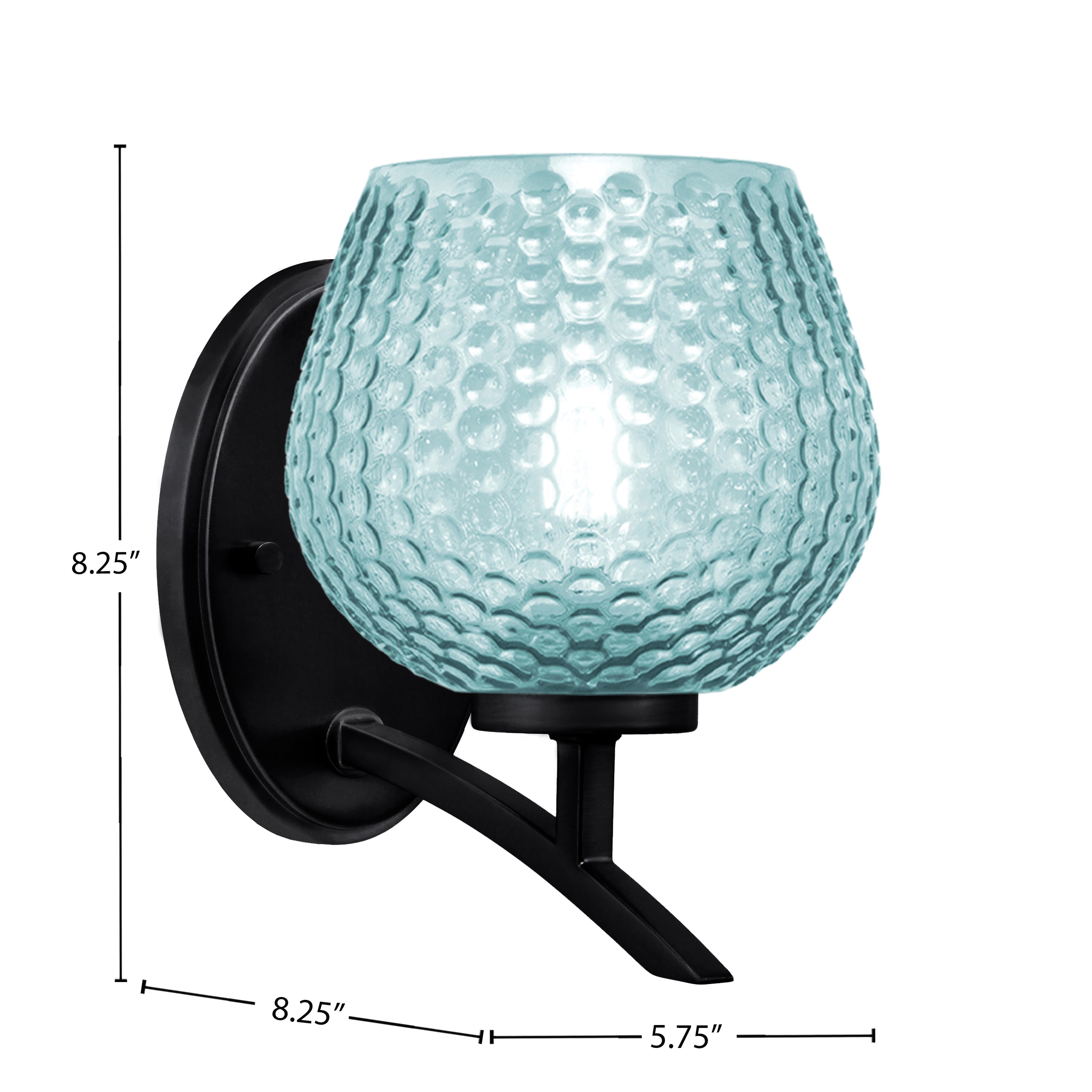 Kurve One Light Wall Sconce in Matte Black with Turquoise Textured Shade