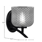 Kurve One Light Wall Sconce in Matte Black with Smoke Textured Shade