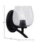 Kurve One Light Wall Sconce in Matte Black with Smoke Bubble Shade