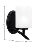 Kurve One Light Wall Sconce in Matte Black with Square White Marble Shade
