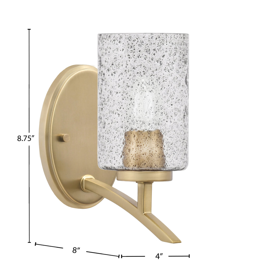 Kurve One Light Wall Sconce in New Age Brass with 4" Smoke Bubble Shade