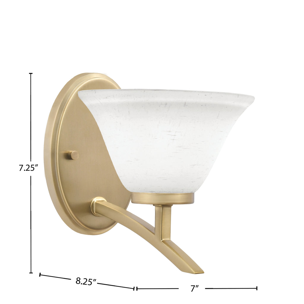 Kurve One Light Wall Sconce in New Age Brass with 7" White Muslin Shade