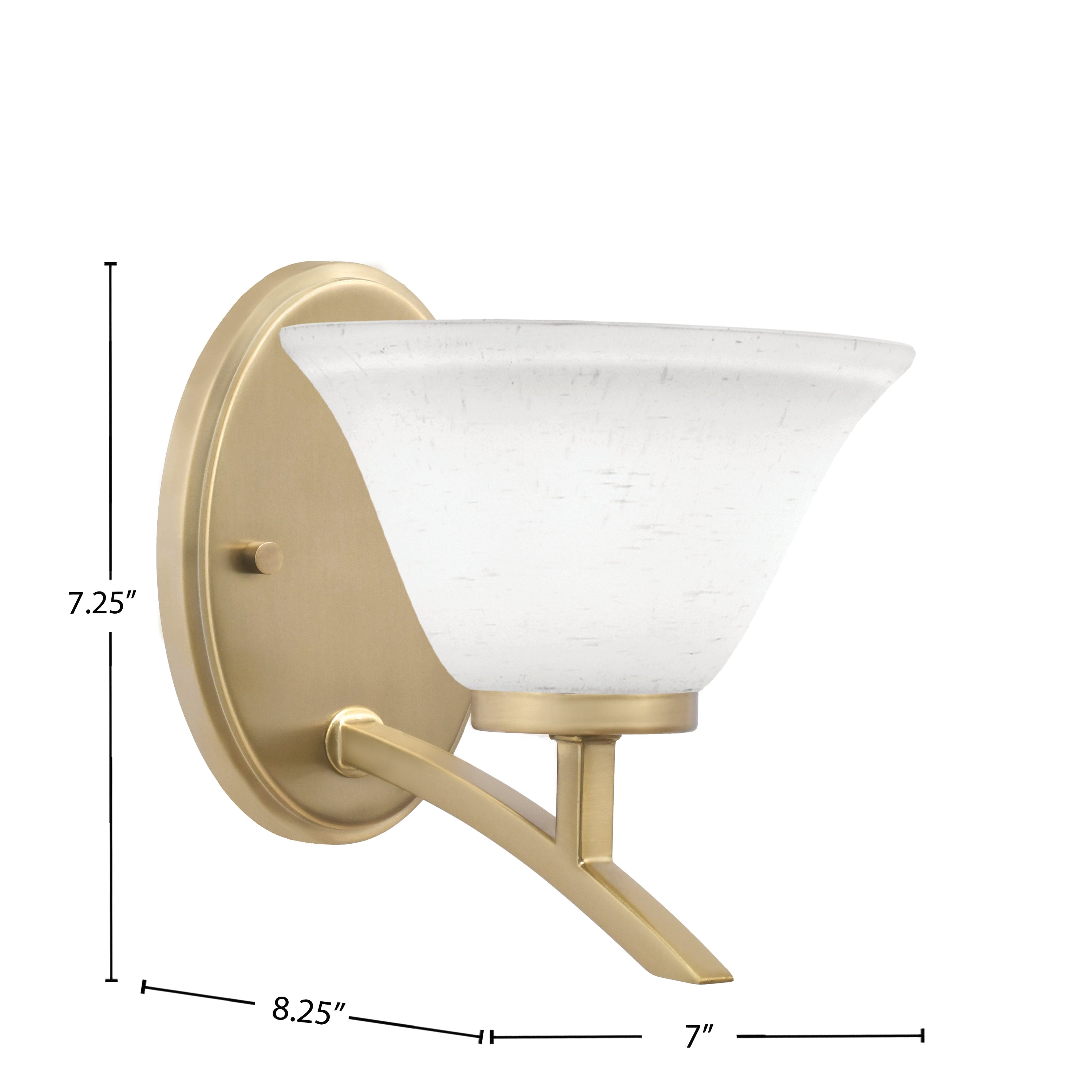 Kurve One Light Wall Sconce in New Age Brass with 7" White Muslin Shade