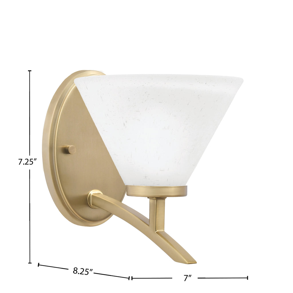 Kurve One Light Wall Sconce in New Age Brass with 7" White Muslin Shade