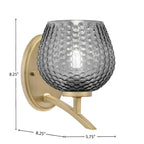 Kurve One Light Wall Sconce in New Age Brass with 6" Smoke Textured Shade