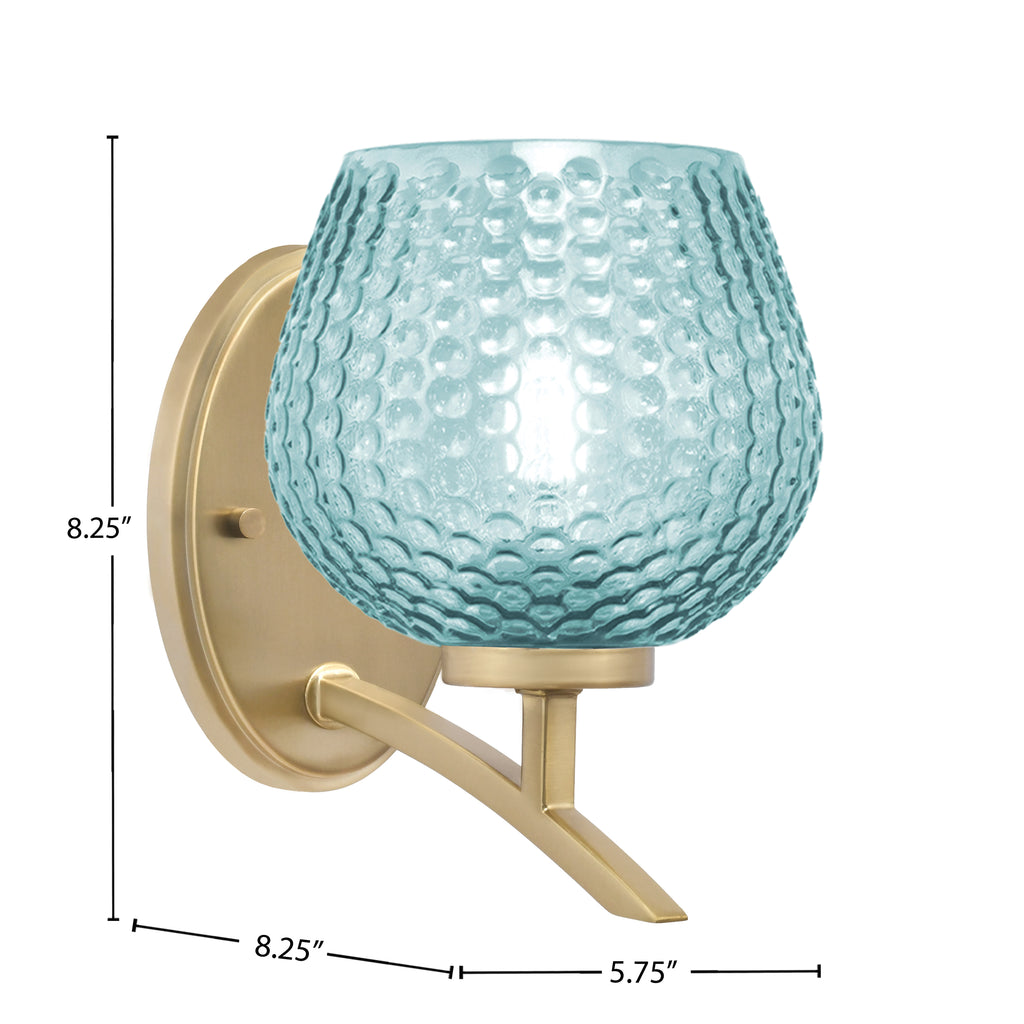 Kurve One Light Wall Sconce in New Age Brass with 6" Turquoise Textured Shade