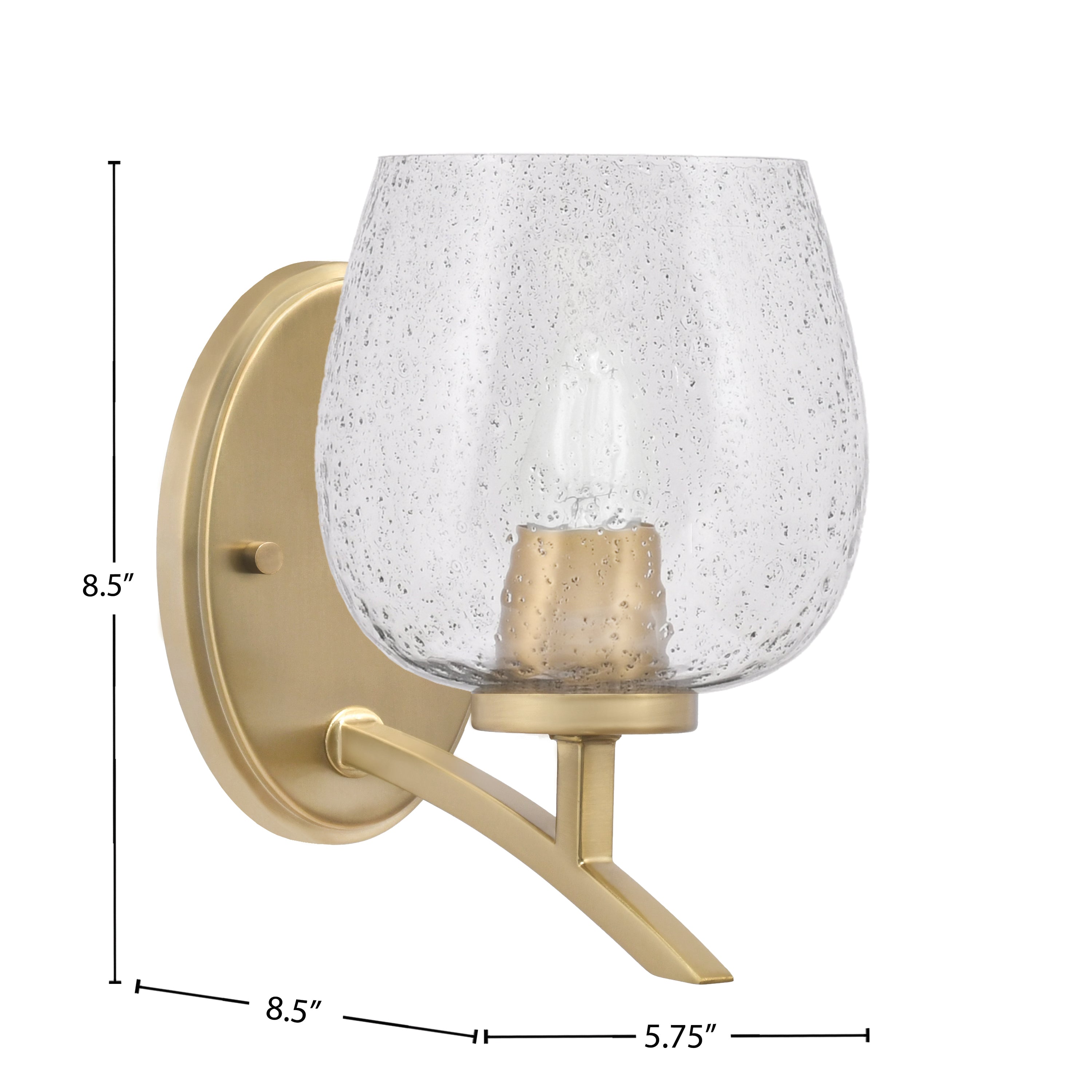 Kurve One Light Wall Sconce in New Age Brass with 6" Smoke Bubble Shade