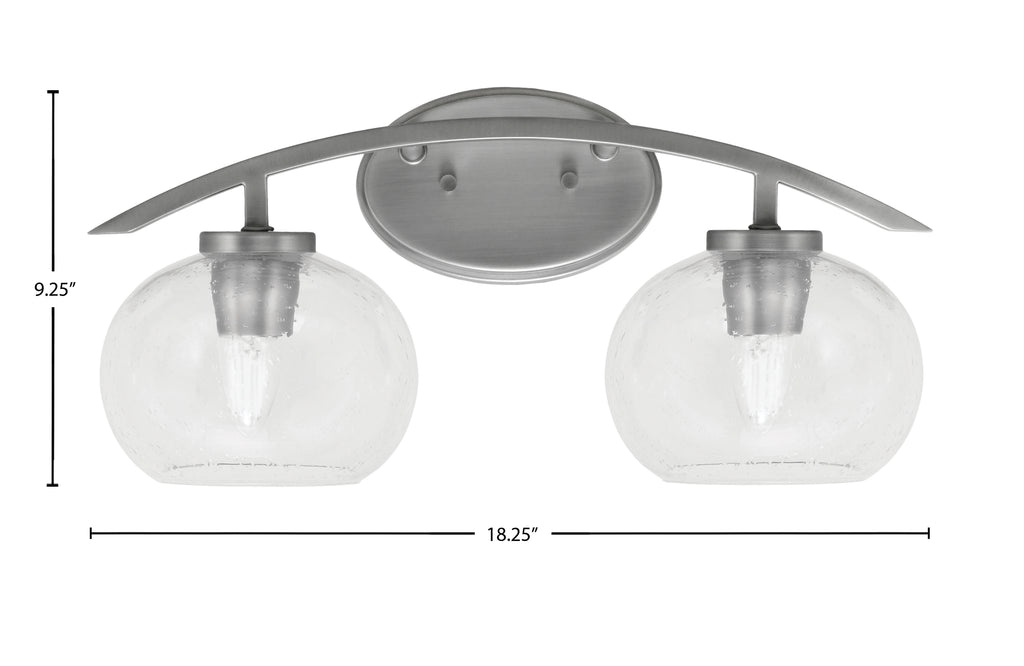 Kurve Two Light Bath Bar in Graphite with 7" Clear Bubble Shade