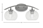 Kurve Two Light Bath Bar in Graphite with 7" Clear Bubble Shade