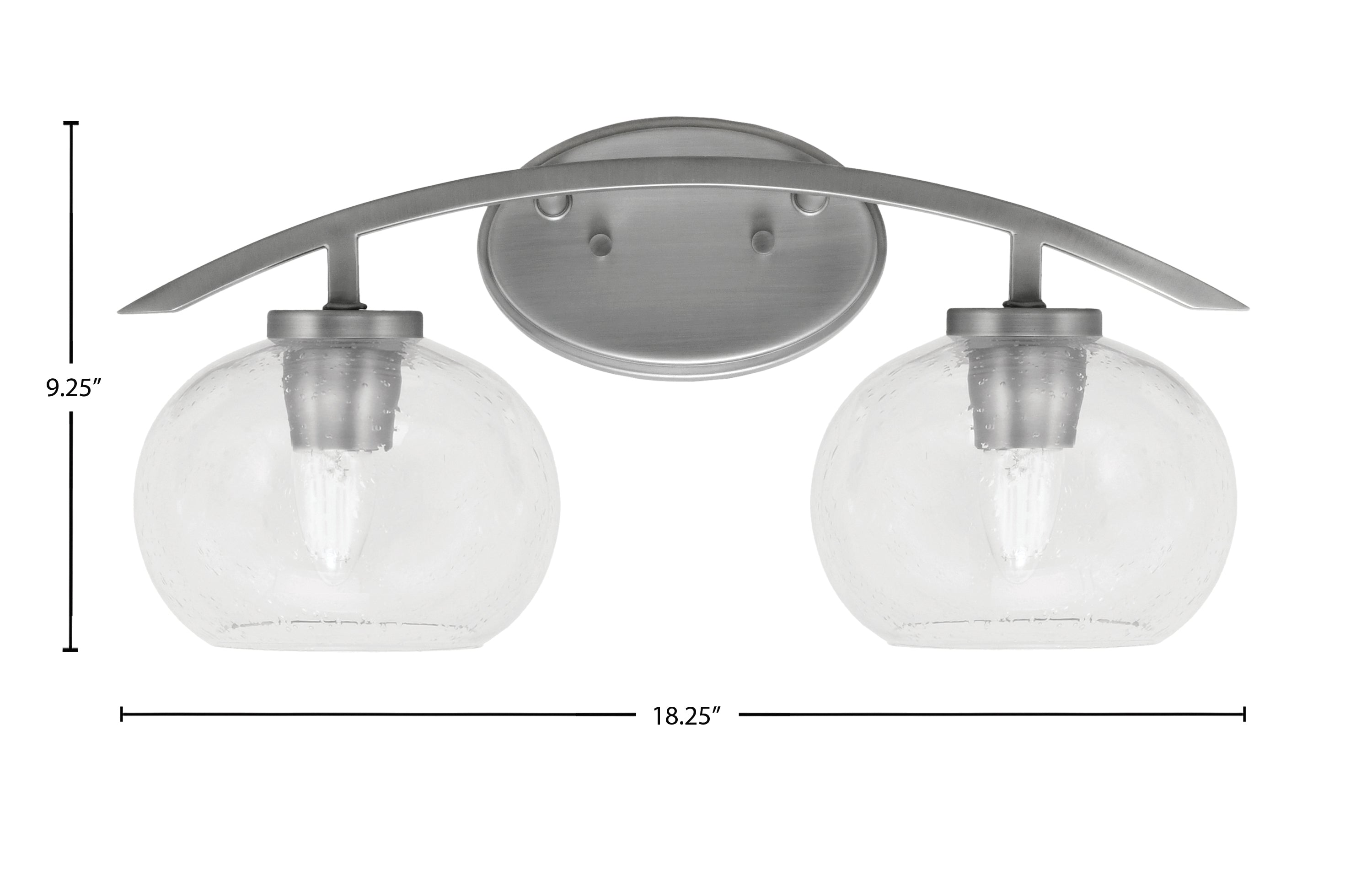 Kurve Two Light Bath Bar in Graphite with 7" Clear Bubble Shade