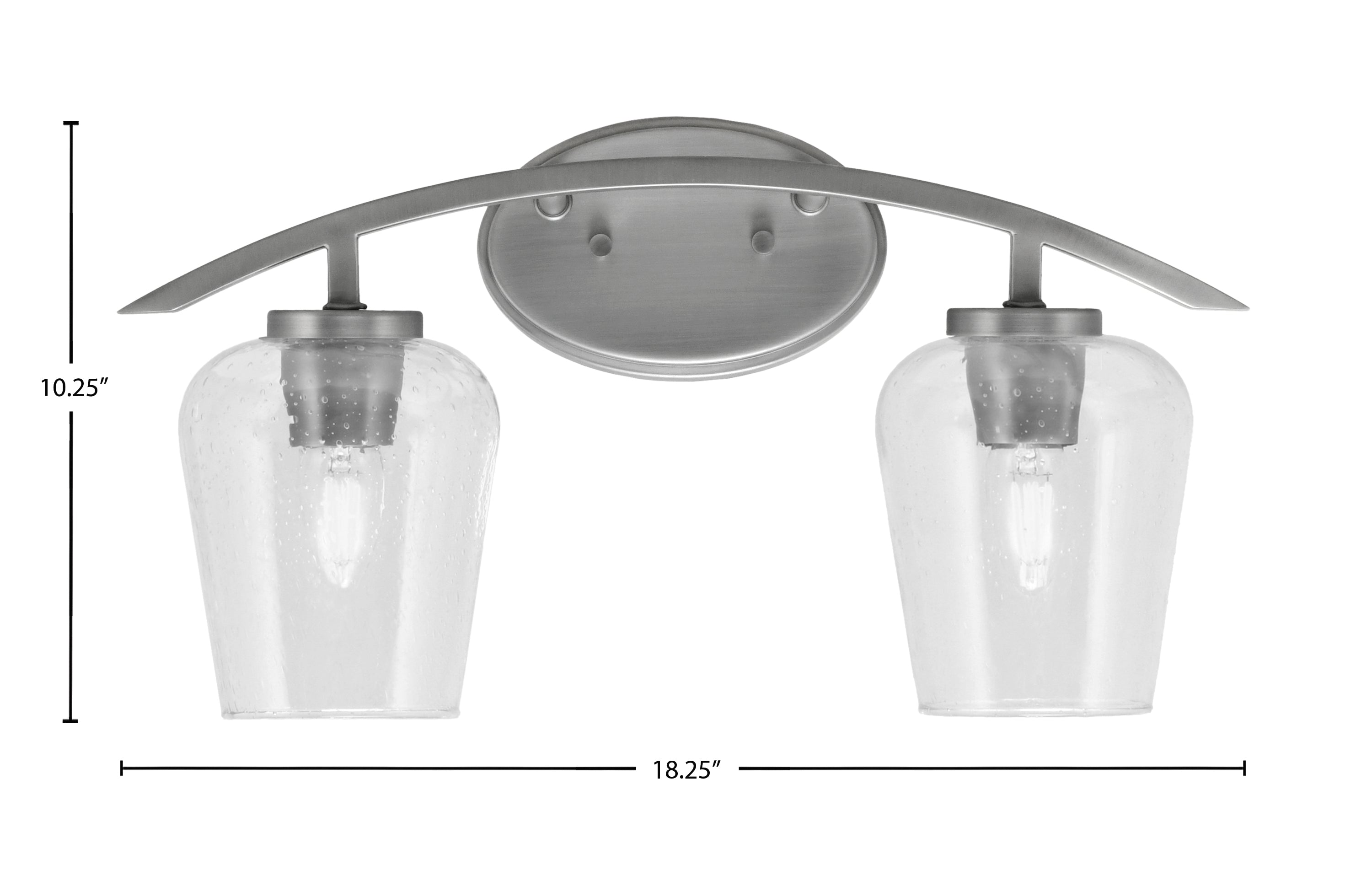 Kurve Two Light Bath Bar in Graphite with 5" Clear Bubble Shade