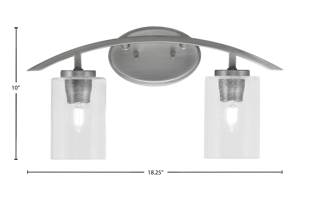 Kurve Two Light Bath Bar in Graphite with 4" Clear Bubble Shade