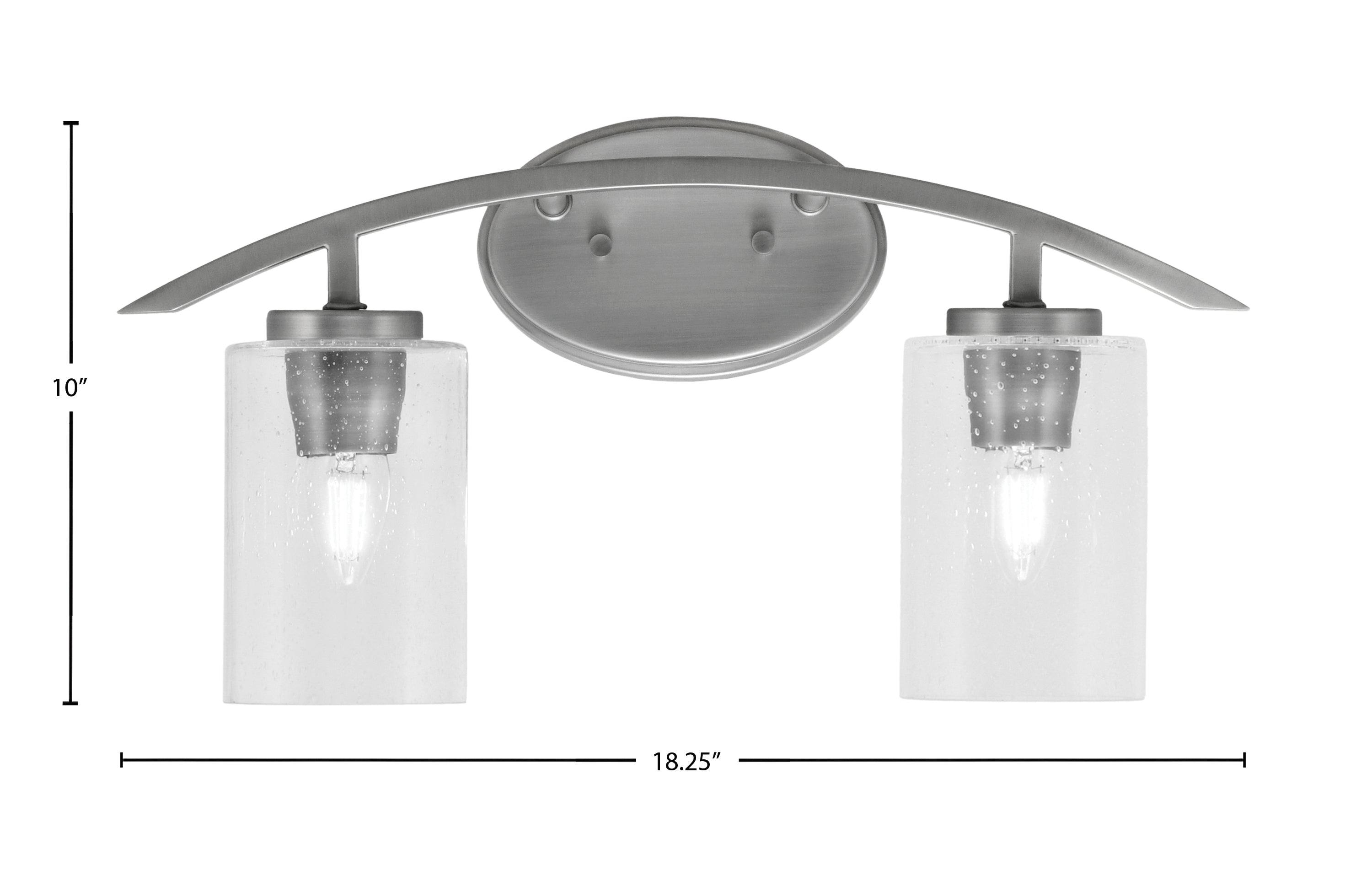 Kurve Two Light Bath Bar in Graphite with 4" Clear Bubble Shade