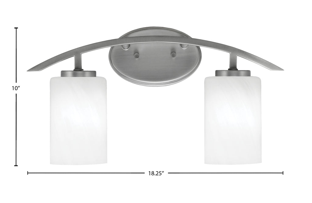 Kurve Two Light Bath Bar in Graphite with 4" White Marble Shade