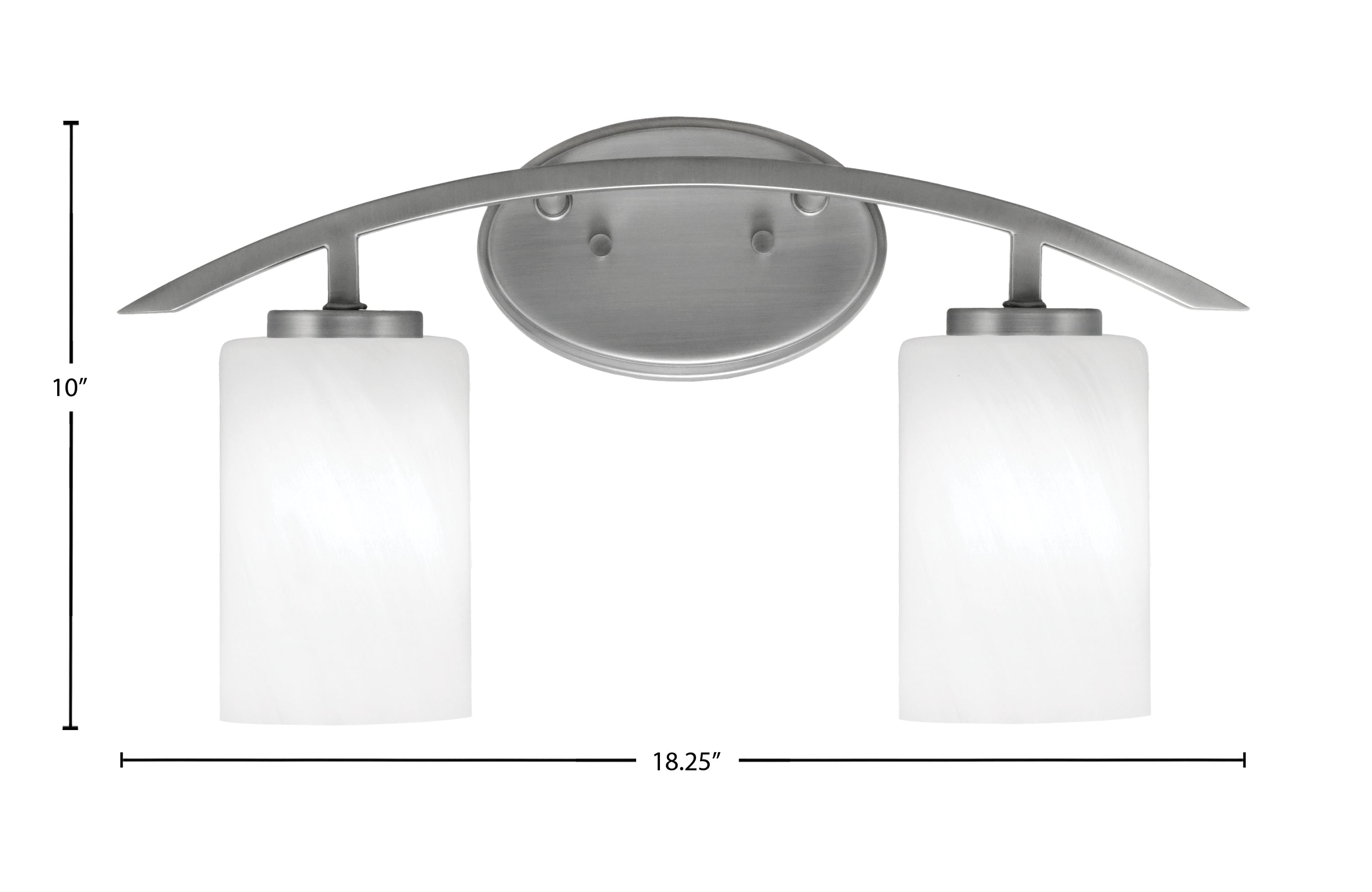 Kurve Two Light Bath Bar in Graphite with 4" White Marble Shade