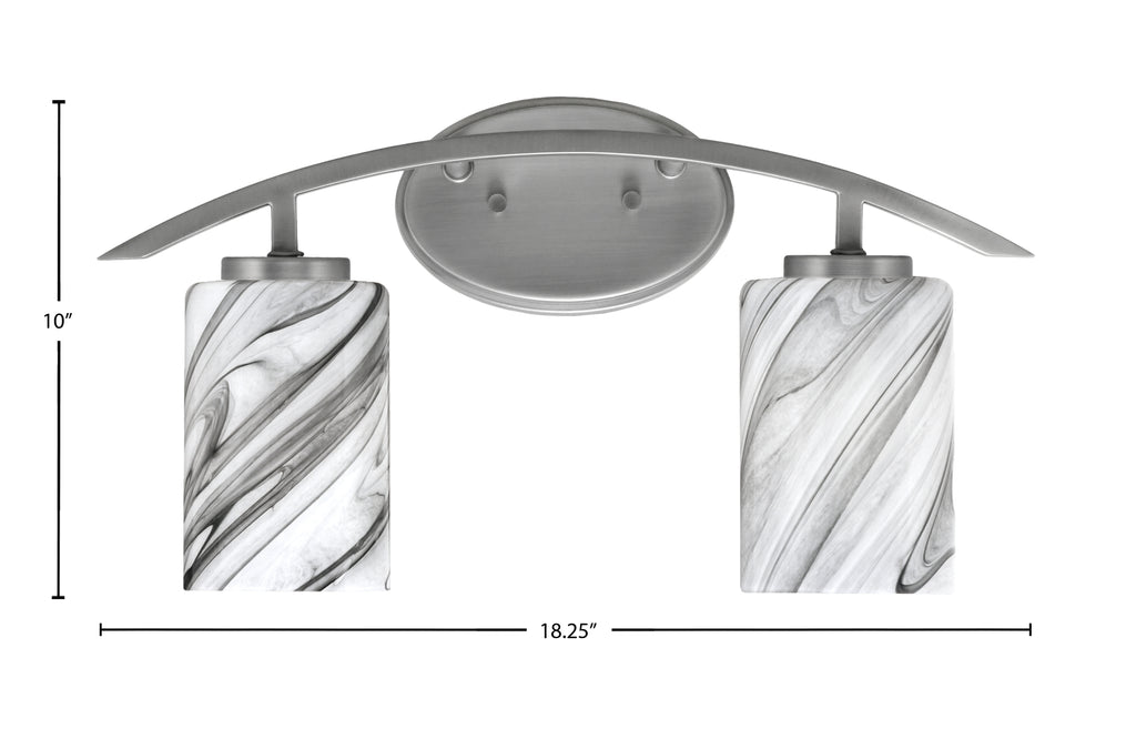 Kurve Two Light Bath Bar in Graphite with 4" Onyx Swirl Shade