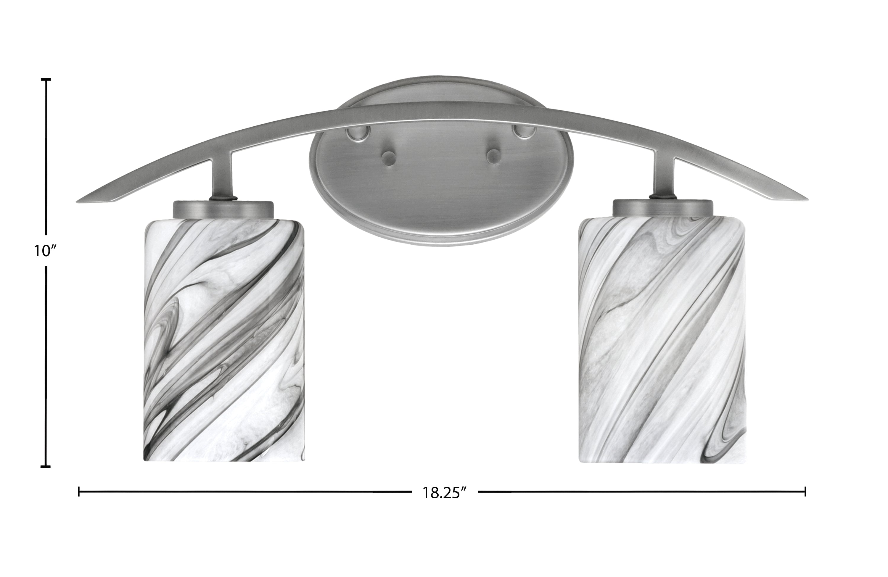 Kurve Two Light Bath Bar in Graphite with 4" Onyx Swirl Shade