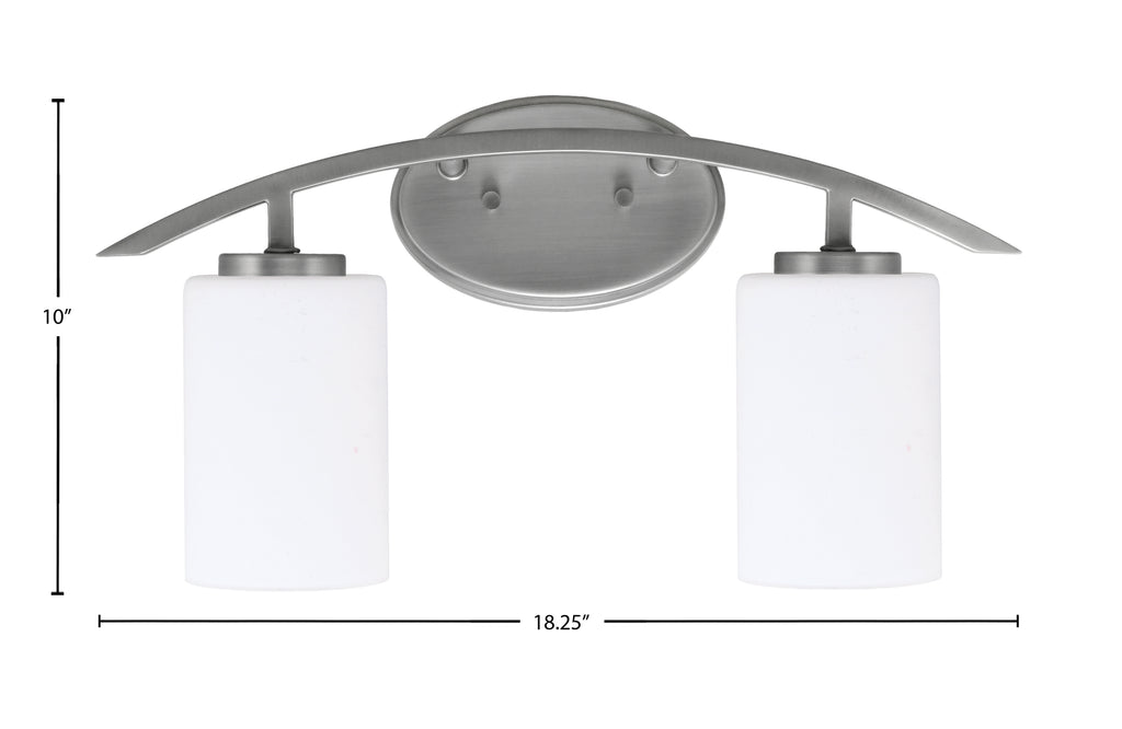 Kurve Two Light Bath Bar in Graphite with 4" White Muslin Shade