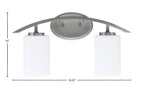 Kurve Two Light Bath Bar in Graphite with 4" White Muslin Shade