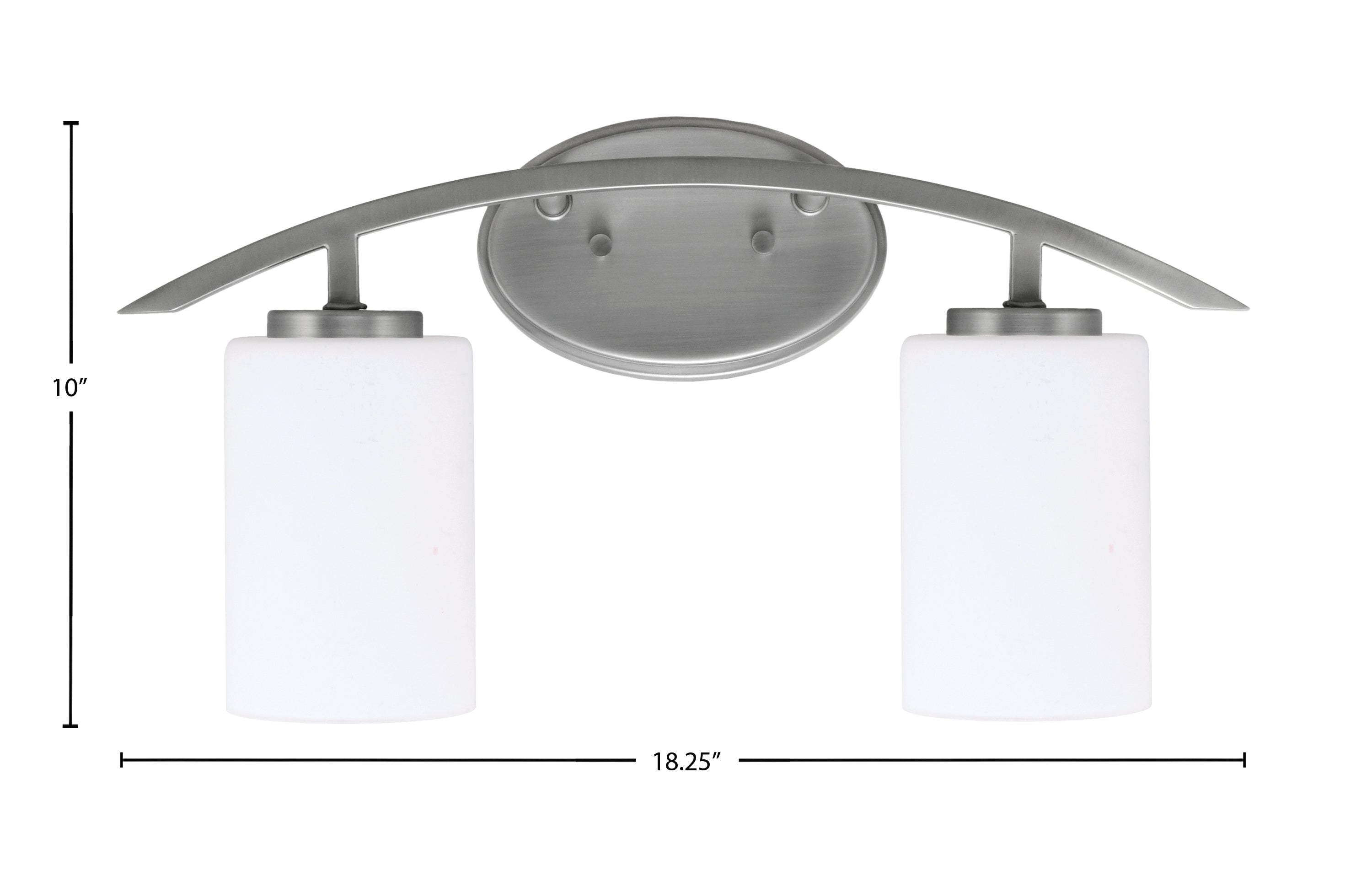 Kurve Two Light Bath Bar in Graphite with 4" White Muslin Shade