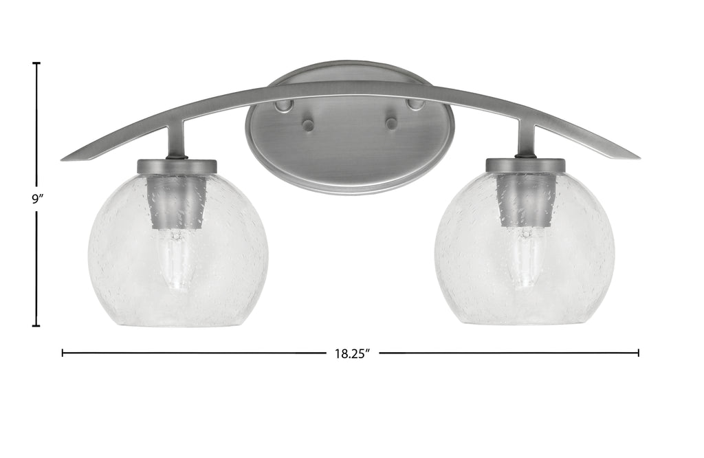 Kurve Two Light Bath Bar in Graphite with 5.75" Clear Bubble Shade