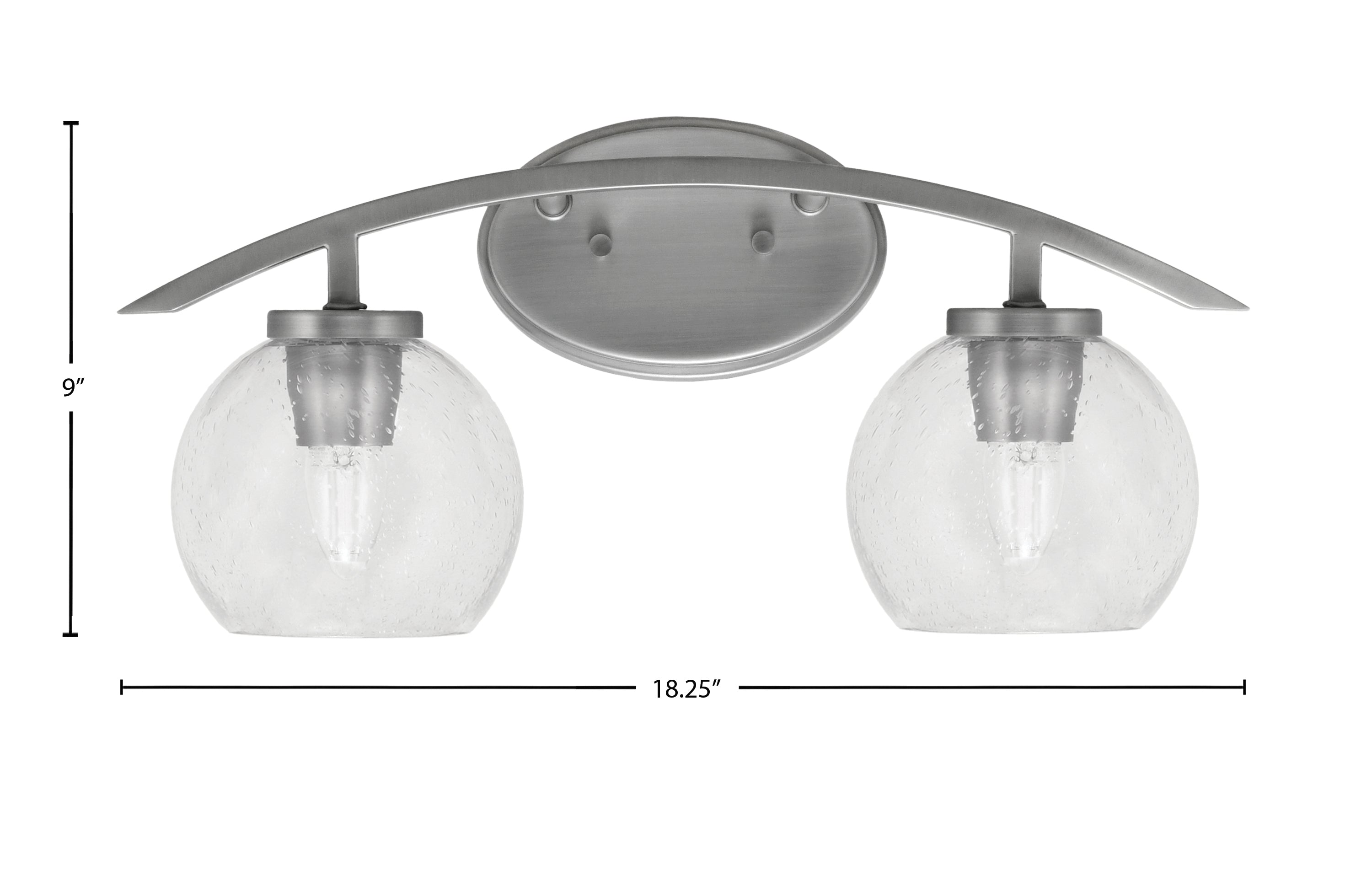 Kurve Two Light Bath Bar in Graphite with 5.75" Clear Bubble Shade