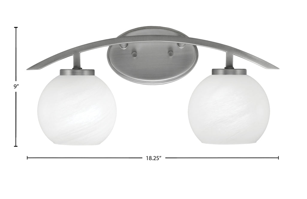 Kurve Two Light Bath Bar in Graphite with 5.75" White Marble Shade