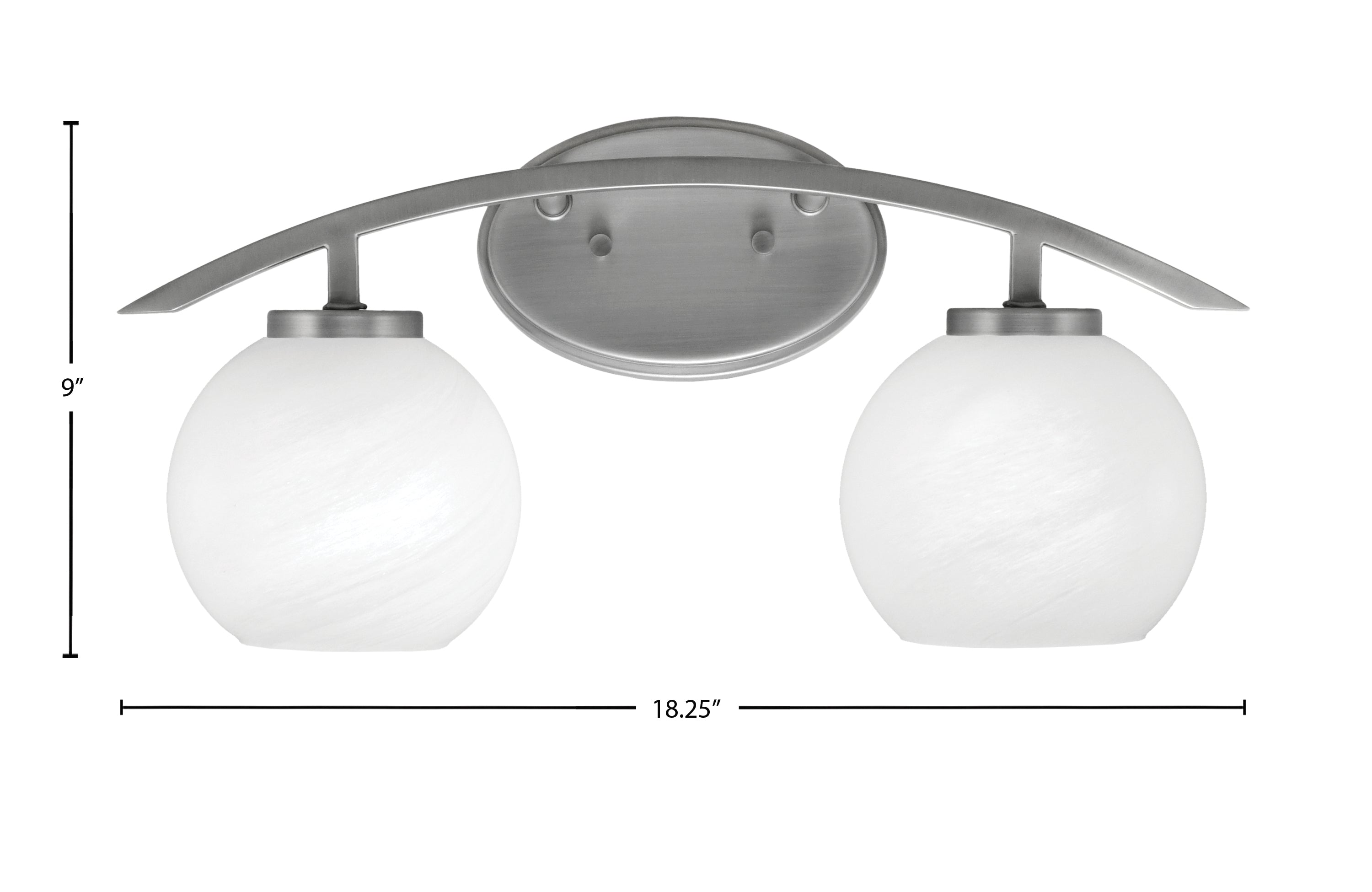 Kurve Two Light Bath Bar in Graphite with 5.75" White Marble Shade