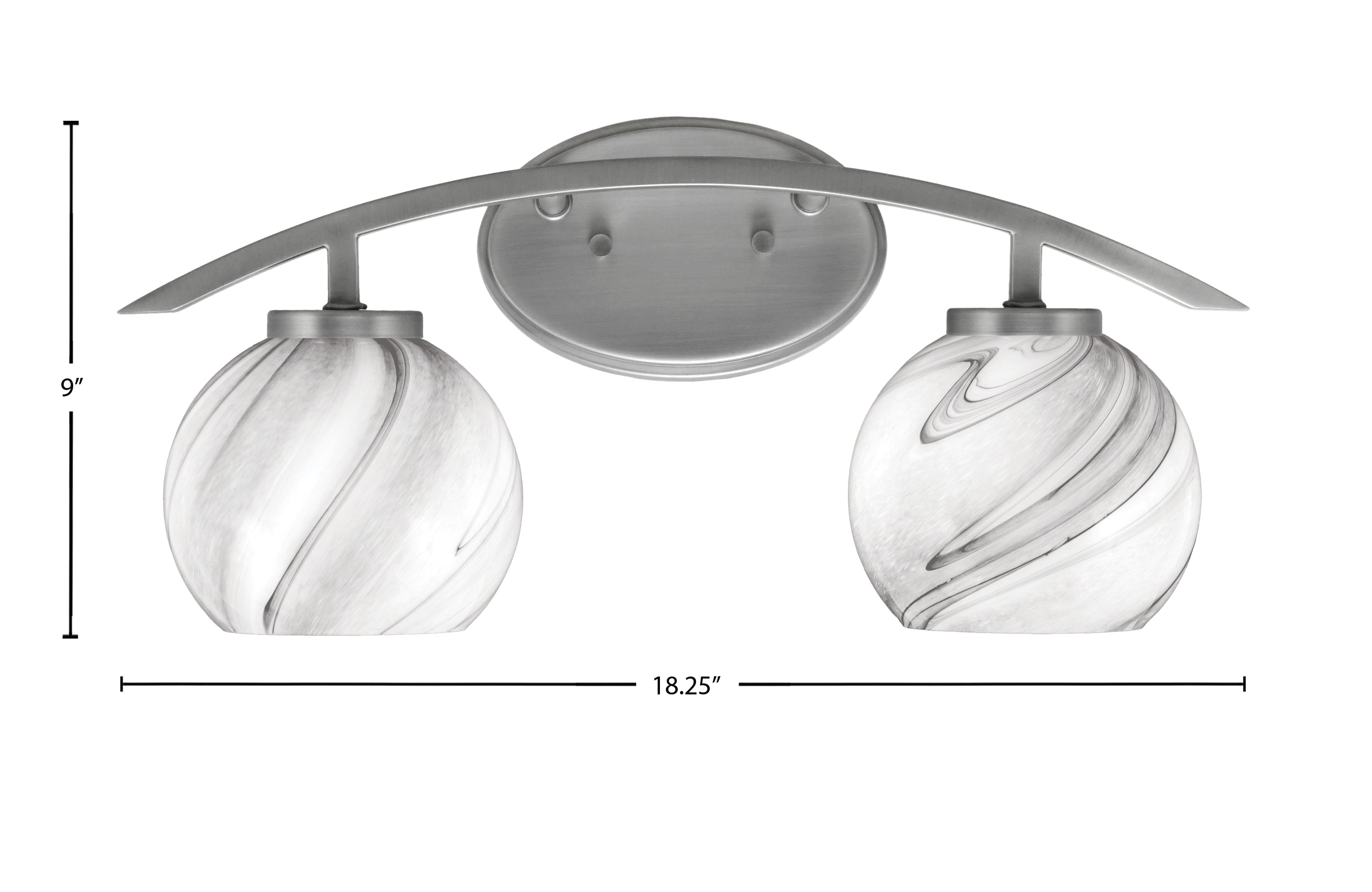 Kurve Two Light Bath Bar in Graphite with 5.75" Onyx Swirl Shade