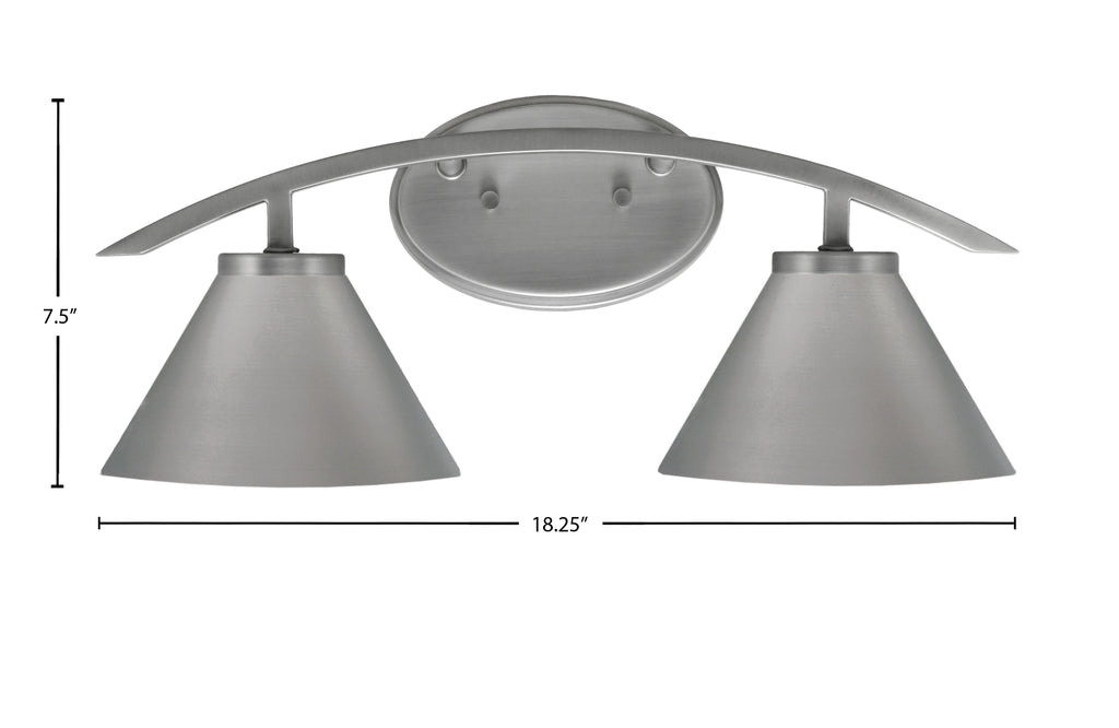 Kurve Two Light Bath Bar in Graphite with 7" Graphite Cone Metal Shade Shade