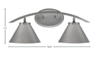 Kurve Two Light Bath Bar in Graphite with 7" Graphite Cone Metal Shade Shade