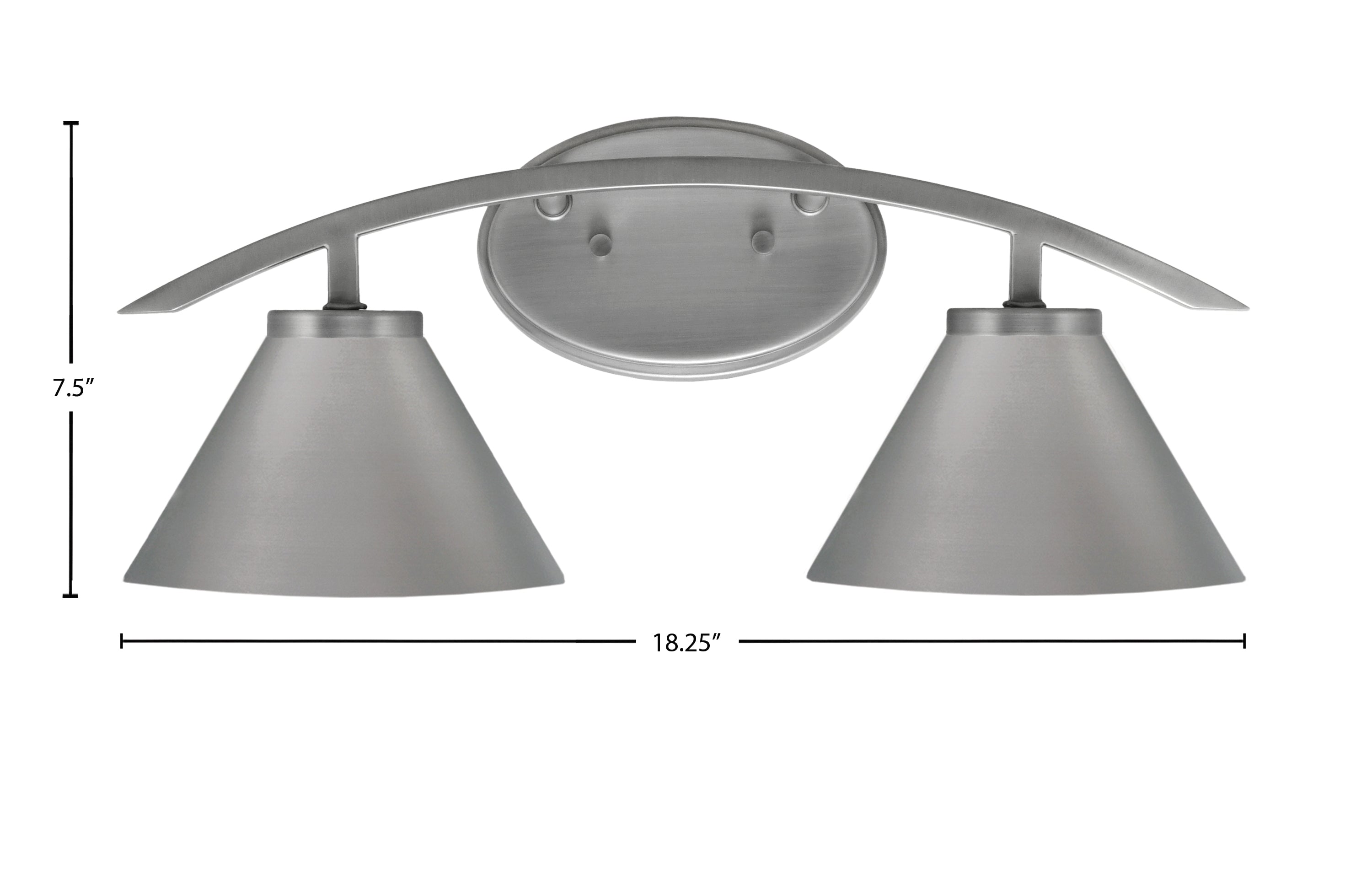 Kurve Two Light Bath Bar in Graphite with 7" Graphite Cone Metal Shade Shade