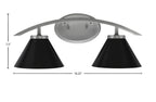Kurve Two Light Bath Bar in Graphite with 7" Matte Black Cone Metal Shade Shade